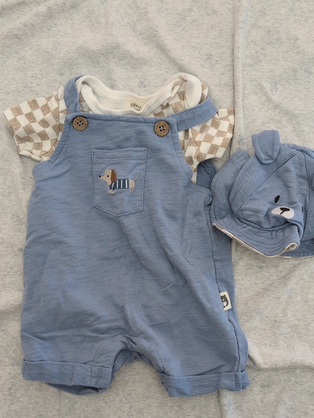 Blue Baby One-Piece Romper with Bear Hat
